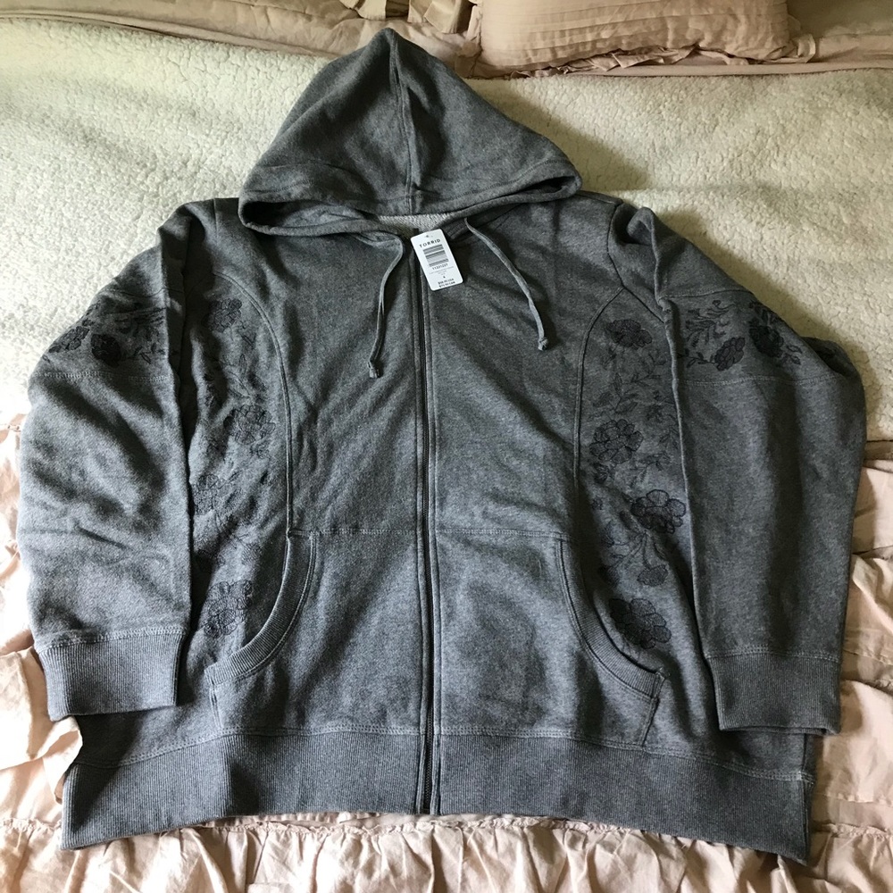 Torrid Size 4 Zip-Up Embroidered Hoodie - NWT